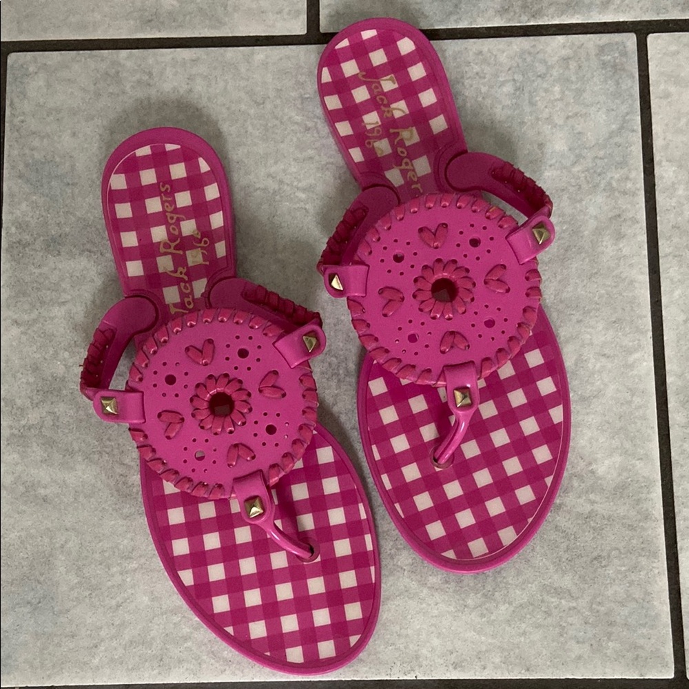 Jack Rogers Gingham Georgica Jelly Sandals size 8